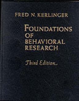 Foundations of Behavioral Research 3rd 9780030417610 Front Cover