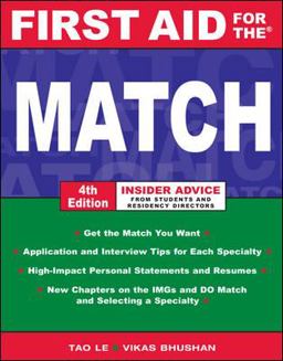 First Aid for the Match, Fourth Edition 4th 9780071472913 Front Cover