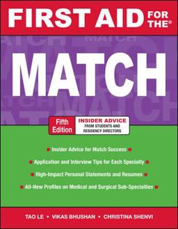 First Aid for the Match, Fifth Edition 5th 9780071702898 Front Cover