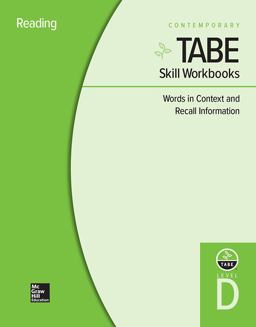 TABE Skill Workbooks Level d: Words in Context and Recall Information - 10 Pack