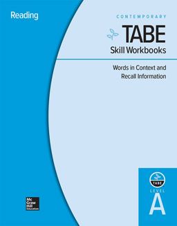 TABE Skill Workbooks Level a: Words in Context and Recall Information - 10 Pack