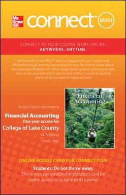 Connect Plus Accounting with LearnSmart 1-Semester Access Card for Financial Accounting: Information for Decisions