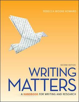 Writing Matters A Handbook for Writing and Research 2nd 9780077840280 Front Cover