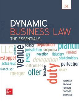 DYNAMIC BUSINESS LAW:ESSENTIALS 3rd 9780078023842 Front Cover
