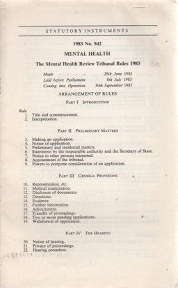 Mental Health Review Tribunal Rules, 1983