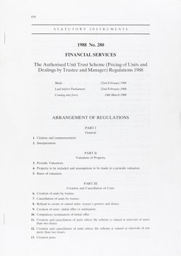 Authorised Unit Trust Scheme (Pricing of Units and Dealings by Trustee and Manager) Regulations 1988