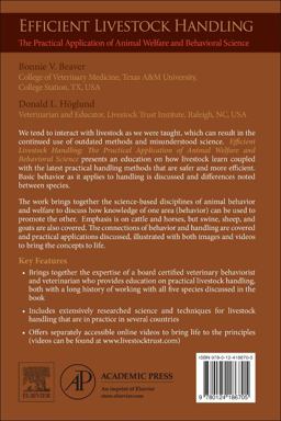 Efficient Livestock Handling The Practical Application of Animal Welfare and Behavioral Science  9780124186705 Front Cover