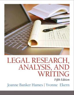 Legal Research, Analysis, and Writing 5th 9780133495034 Front Cover