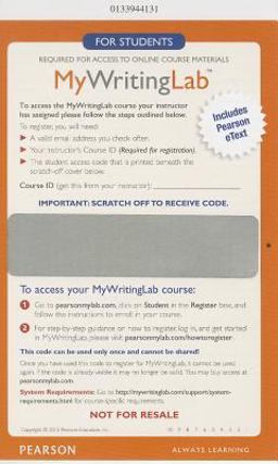 MyWritingLab with Pearson EText -- Glue in Access Card