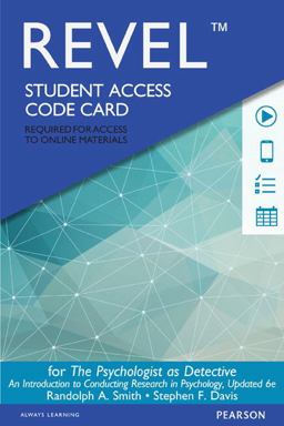 Revel Access Code for Psychologist As Detective An Introduction to Conducting Research in Psychology, Updated Edition 6th 9780134003443 Front Cover
