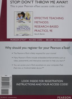 Effective Teaching Methods Research-Based Practice -- Enhanced Pearson EText 9th 9780134056173 Front Cover