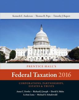 Prentice Hall's Federal Taxation 2016 Corporations, Partnerships, Estates and Trusts 29th 9780134105857 Front Cover
