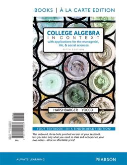 COLLEGE ALG.IN CONTEXT W/APP...(LOOSE) 5th 9780134180038 Front Cover