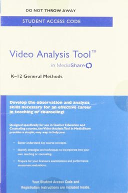 Video Analysis Tool for K-12 General Methods in MediaShare -- ValuePack Access Card