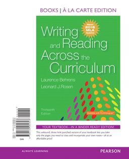 Writing and Reading Across the Curriculum, MLA Update Edition -- Books a la Carte 13th 9780134582603 Front Cover