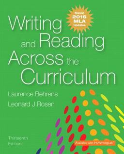 Writing and Reading Across the Curriculum, MLA Update Edition 13th 9780134586328 Front Cover