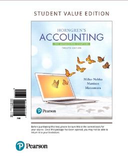 Horngren's Accounting + Myaccountinglab With Pearson Etext Access Card: The Managerial Chapters, Student Value Edition  9780134643168 Front Cover