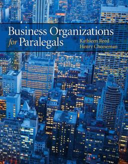 Business Organizations for Paralegals  9780135103647 Front Cover