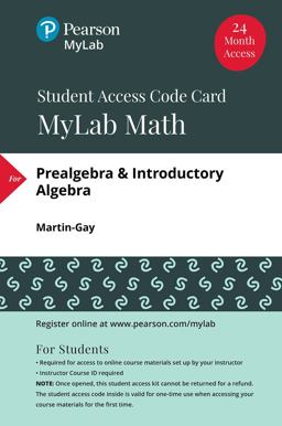 MyLab Math with Pearson EText Access Code (24 Months) for Prealgebra and Introductory Algebra 5th 9780135115800 Front Cover