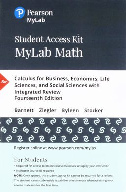 MyLab Math with Pearson EText -- Standalone Access Card -- Calculus for Business, Economics, Life Sciences, and Social Sciences, 14e with Integrated Review