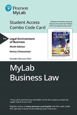 MyLab Business Law with Pearson EText -- Combo Access Card -- for Legal Environment of Business
