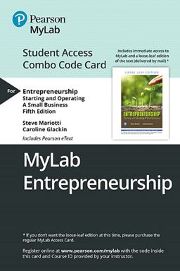 MyLab Entrepreneurship with Pearson eText -- Student Access Combo Code Card for Entrepreneurship Starting and Operating a Small Business 5th 9780135637999 Front Cover