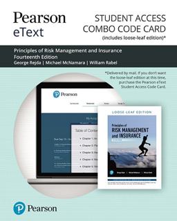 Pearson EText for Principles of Risk Management and Insurance -- Combo Access Card 14th 9780135641446 Front Cover