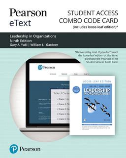 Pearson EText for Leadership in Organizations -- Combo Access Card 9th 9780135641576 Front Cover