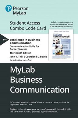 Mylab BComm for Excellence in Business Communication -- Combo Access Card 13th 9780135642856 Front Cover