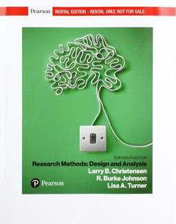 RESEARCH METHODS:DESIGN+ANALYSIS  9780135719305 Front Cover