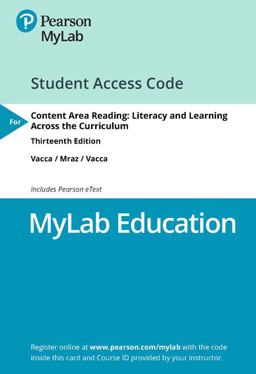MyLab Education with Pearson eText -- Access Card -- for Content Area Reading: Literacy and Learning Across the Curriculum 13th 9780135760871 Front Cover