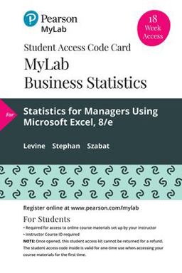 MyLab Statistics with Pearson EText -- 18 Week Standalone Access Card -- for Statistics for Managers Using Microsoft Excel