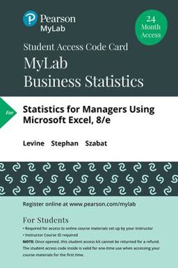 MyLab Statistics with Pearson EText -- Standalone Access Card -- for Statistics for Managers Using Microsoft Excel
