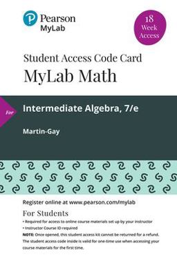 MyLab Math with Pearson EText -- 18 Week Standalone Access Card -- for Intermediate Algebra 7th 9780135835357 Front Cover