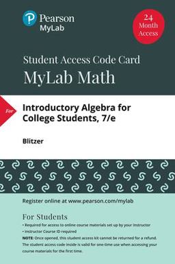 MyLab Math with Pearson EText -- Standalone Access Card -- for Introductory Algebra for College Students