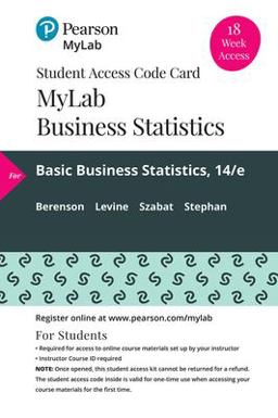MyLab Statistics with Pearson EText -- 18 Week Standalone Access Card -- for for Basic Business Statistics