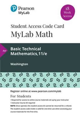 MyLab Math with Pearson EText -- 18 Week Standalone Access Card -- for Basic Technical Mathematics