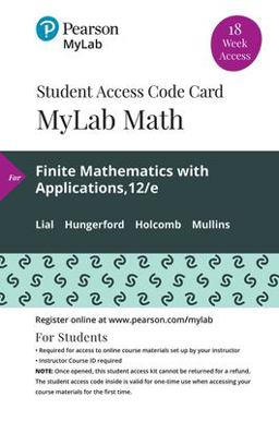 MyLab Math with Pearson EText -- 18 Week Standalone Access Card -- for Finite Mathematics with Applications