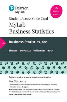 MyLab Statistics with Pearson EText -- 18 Week Standalone Access Card -- for Business Statistics 4th 9780135904329 Front Cover