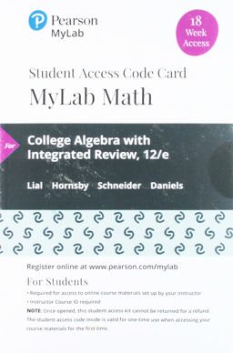 MyLab Math with Pearson EText -- 18 Week Standalone Access Card -- for College Algebra with Integrated Review