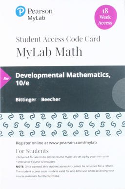 MyLab Math with Pearson EText -- 18 Week Standalone Access Card -- for Developmental Mathematics