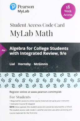 MyLab Math with Pearson EText -- 18 Week Standalone Access Card -- for Algebra for College Students 9th 9780135910597 Front Cover