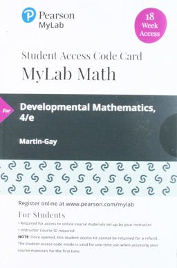 MyLab Math with Pearson EText -- 18 Week Standalone Access Card -- for Developmental Mathematics 4th 9780135910757 Front Cover