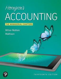Horngren's Accounting, The Managerial Chapters 13th 9780135982136 Front Cover