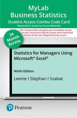 MyLab Stats with Pearson EText -- Combo Access Card -- for Statistics for Managers Using Microsoft Excel (24 Months)