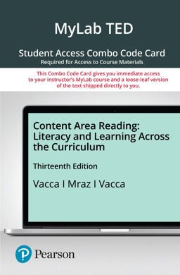 MyLab Education with Pearson EText -- Combo Access Card -- for Content Area Reading Literacy and Learning Across the Curriculum 13th 2020 9780136866237 Front Cover