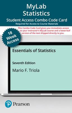 MyLab Statistics with Pearson EText 18 Week Combo Access Card -- for Essentials of Statistics