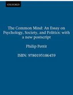 Common Mind An Essay on Psychology, Society, and Politics with a New Postscript  9780195106459 Front Cover