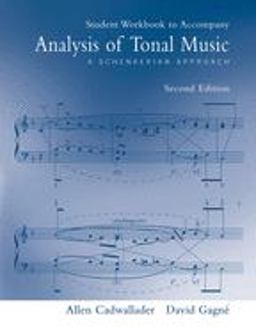 Student Workbook to Accompany Analysis of Tonal Music: a Schenkerian Approach, Second Edition 2nd 9780195301779 Front Cover
