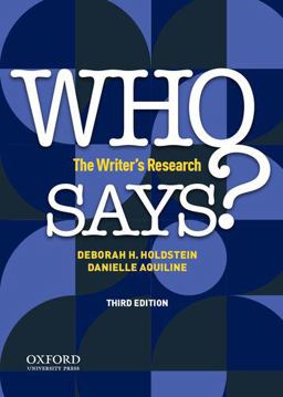 Who Says? The Writer's Research 3rd 9780197525494 Front Cover